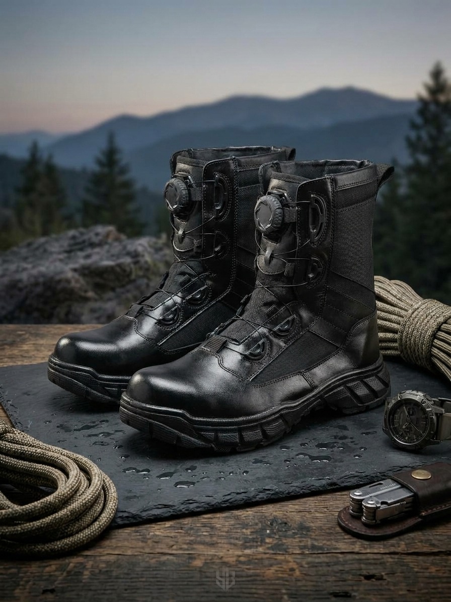 Sepatu PDL Safety (Toe Cap) Kulit Upper Kulit, Outsole Rubber, Tali Putar.